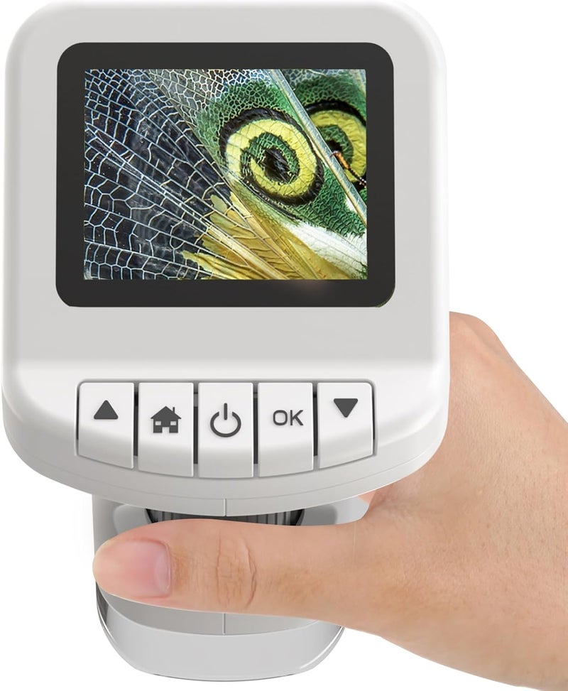 WSDMIC 1200X Handheld Portable Microscope for Kids Digital Scope 2.0" Screen Rechargeable STEM Toy Slide Kit Pocket Science Gift for Children Ages 6-12 Students (White) - Image 1